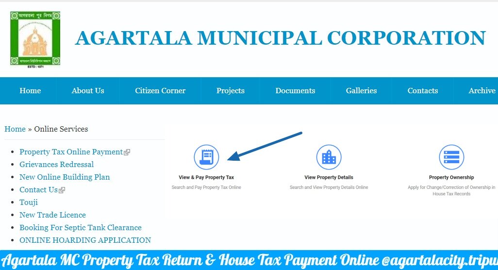 Agartala MC Property Tax Return and House Tax Payment Online @agartalacity.tripura.gov