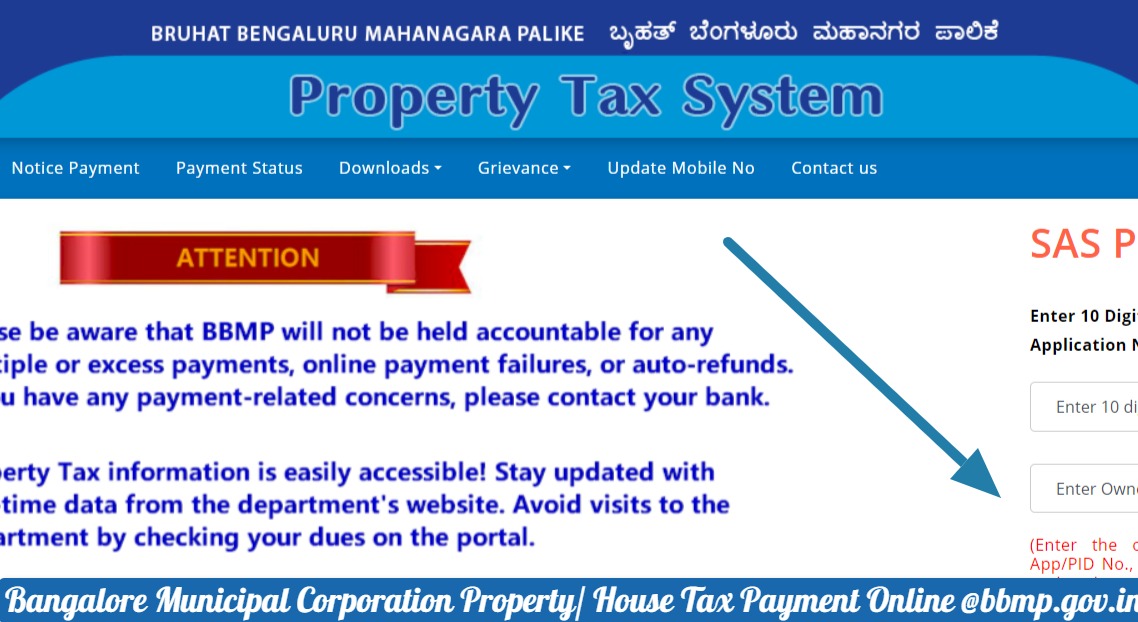 Bangalore Municipal Corporation Property-House Tax Payment Online @bbmp.gov.in