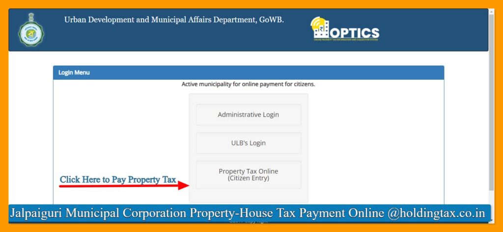 Jalpaiguri Municipal Corporation Property-House Tax Payment Online @holdingtax.co.in