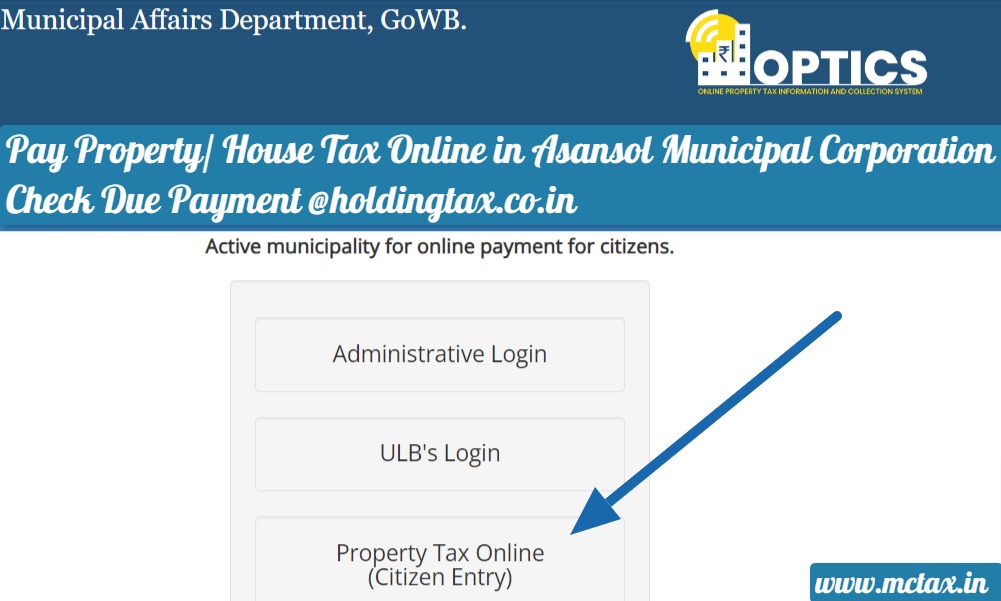 Pay Property-House Tax Online in Asansol Municipal Corporation, Check Due Payment