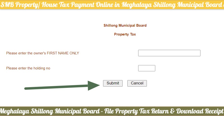 SMB Property-House Tax Payment Online in Meghalaya Shillong Municipal Board @smb.gov.in