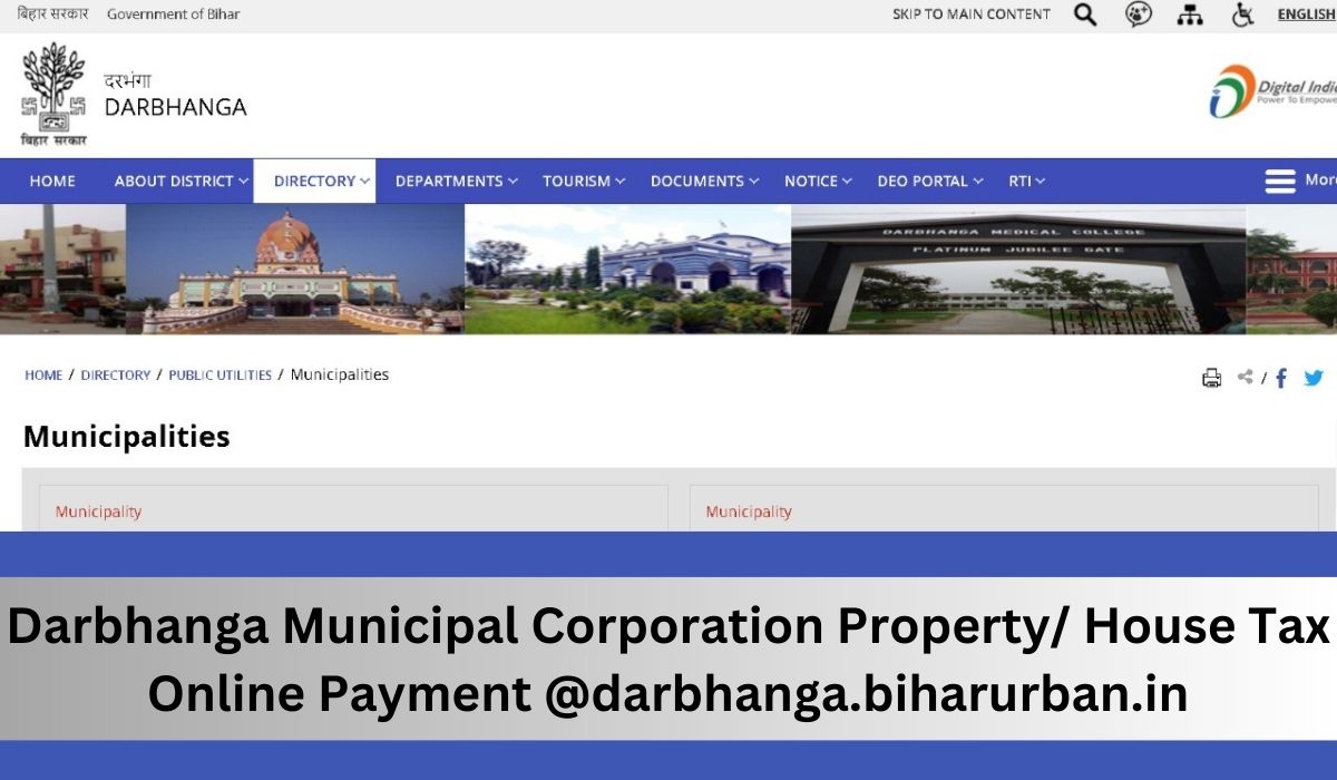 Darbhanga Municipal Corporation Property/ House Tax Online Payment @darbhanga.biharurban.in