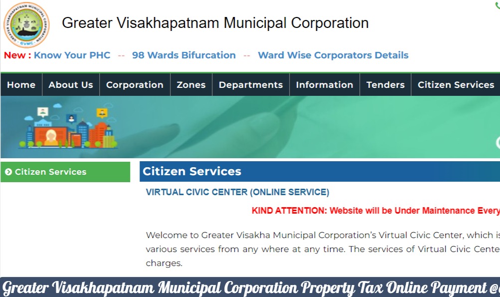 Greater Visakhapatnam Municipal Corporation Property Tax Online Payment @gvmc.gov.in