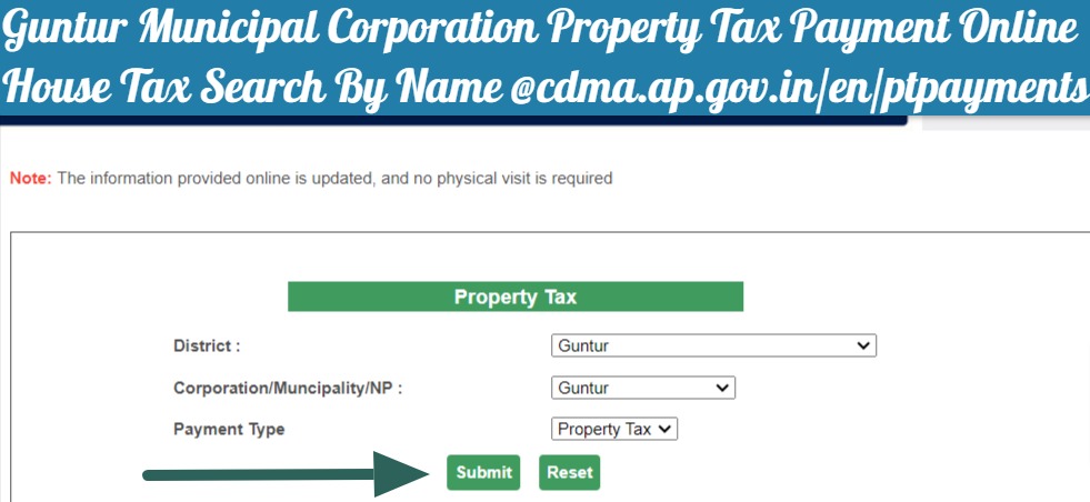 Guntur Municipal Corporation Property Tax Payment Online, House Tax Search By Name