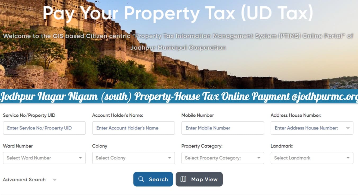 Jodhpur Nagar Nigam (south) Property-House Tax Online Payment @jodhpurmc.org