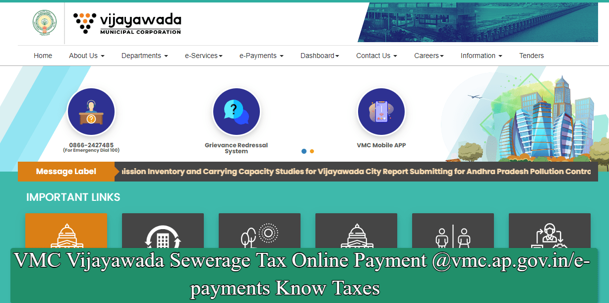 VMC Vijayawada Sewerage Tax Online Payment @vmc.ap.gov.in/e-payments Know Taxes