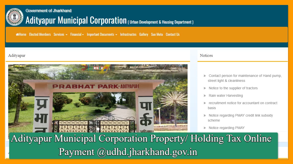 Adityapur Municipal Corporation Property/ Holding Tax Online Payment @udhd.jharkhand.gov.in