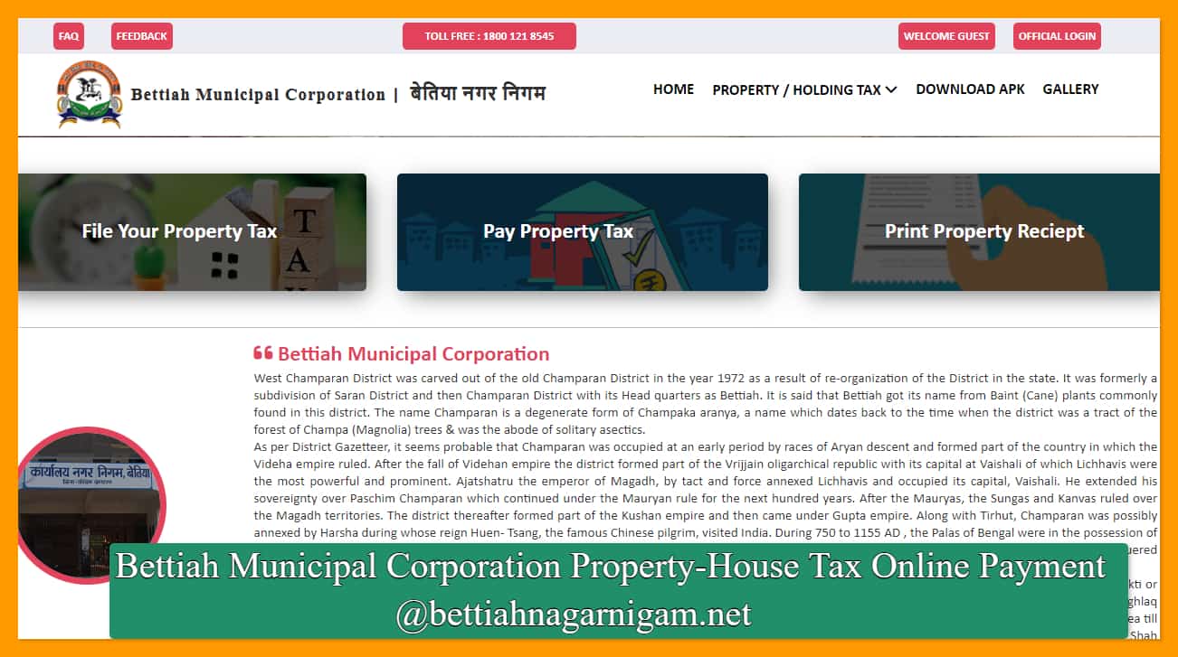 Bettiah Municipal Corporation Property-House Tax Online Payment
