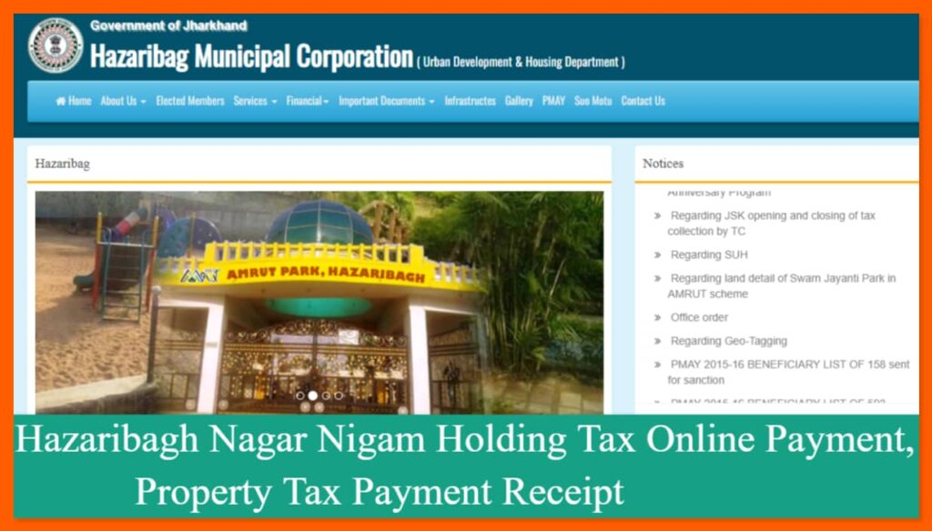 Hazaribagh Nagar Nigam Holding Tax Online Payment, Property Tax Payment Receipt