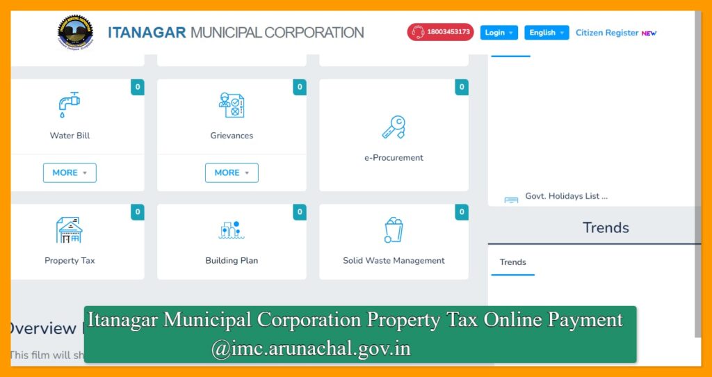Itanagar Municipal Corporation Property Tax Online Payment @imc.arunachal.gov.in