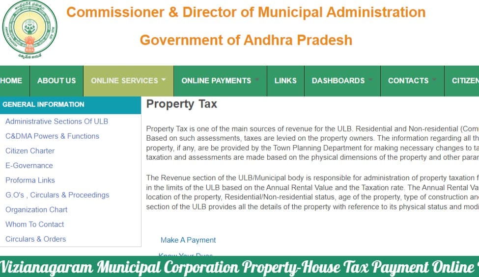 Vizianagaram Municipal Corporation Property Tax Payment Online, House Tax Receipt Download