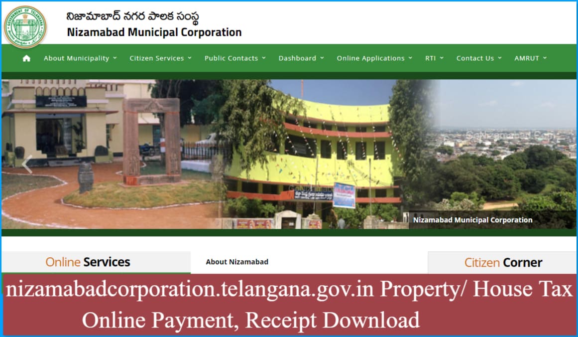 nizamabadcorporation.telangana.gov.in Property/ House Tax Online Payment, Receipt Download